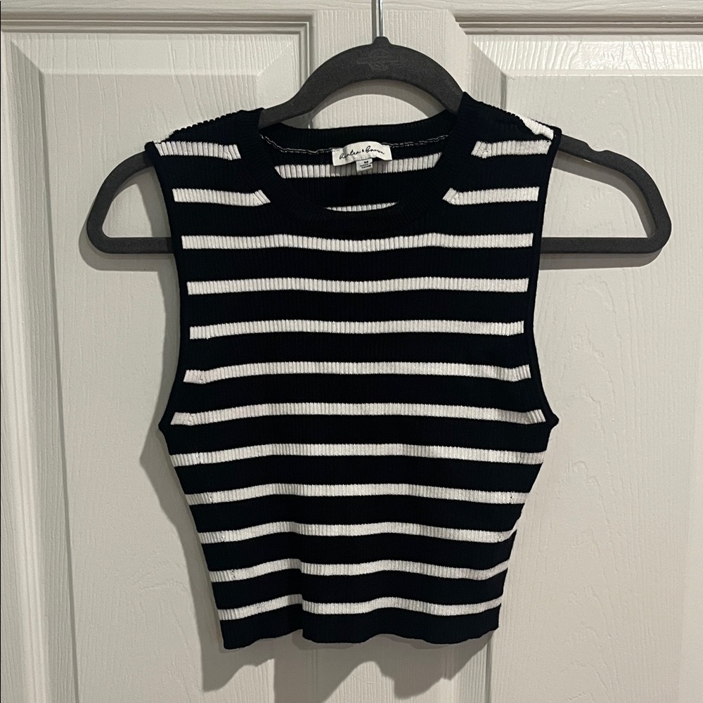 Hunter & Brown Striped Cropped Sweater Tank